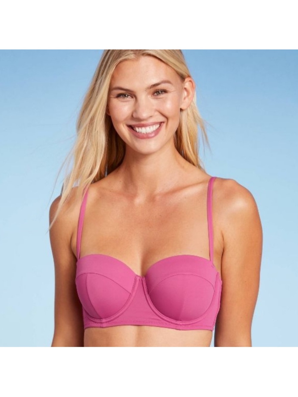 Shade & Shore Pink Light Lift Underwire Bikini Top 34DD NWT